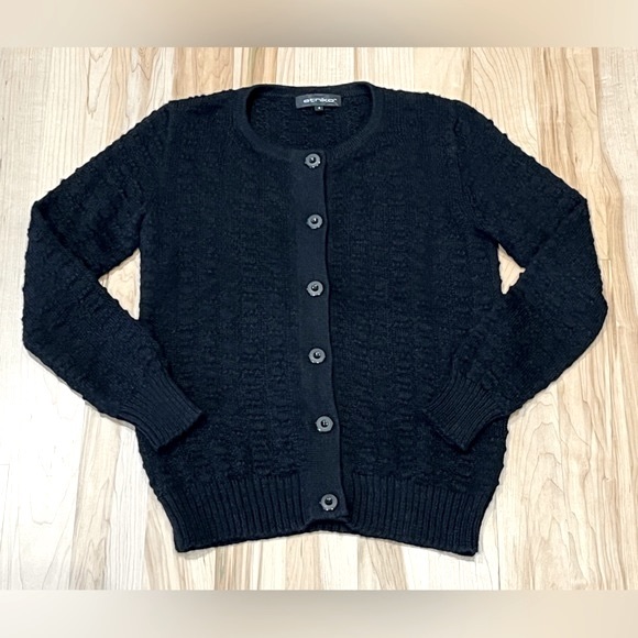 ETNIKO 100% Baby Alpaca Long Sleeve Cardigan Sweater - Black, Size S - Picture 2 of 15